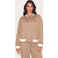 Taupe Contrast Seam Sweat Bomber Jacket
