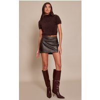 Black Faux Leather Plaited Mini Skirt