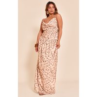 Shape Beige Animal Print Pleated Maxi Skirt