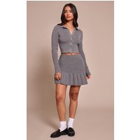 Petite Charcoal Knitted Pleated Mini Skirt