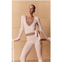 PLT Pink Soft Cotton Wrap Front Yoga Top