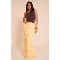 Lemon Textured Printed Maxi Skirt