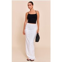 White Crochet Textured Maxi Skirt