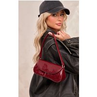 Burgundy Patent Slim Curved Shoulder Bag