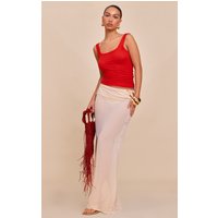 Cream Sheer Low Rise Maxi Skirt