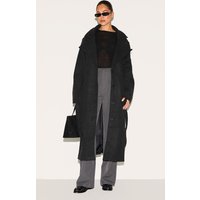 Black Oversized Wool Look Trench Coat