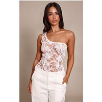 Petite Cream Lace Asymmetric One Shoulder Top
