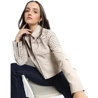 Embroidered leather jacket for women Myra Bag