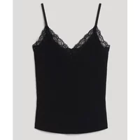 Women's ribbed tank top in organic cotton with lace trim Superdry Essential