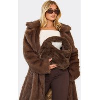 Bex Shaped Shoulder Bag In Brown Faux Fur, Women's Size