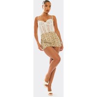 Mid Rise Mini Skirt In Nude Floral Sequin, Women's Size