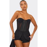 Bandeau Mesh Panelled Corset Top In Black, Women's Size