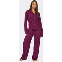 Wide Leg Pyjama Trousers In Purple, Women's Size