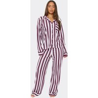 Wide Leg Pyjama Trousers In Purple Stripe, Women's Size
