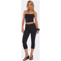 Low Rise Contrast Side Stripe Capri Leggings In Black, Women's Size
