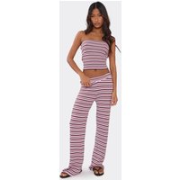Low Rise Wide Leg Trousers In Pink Multi Stripe Knit, Women's Size