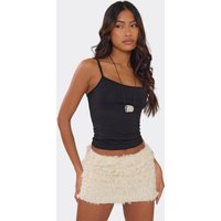 Low Rise Textured Mini Skirt In Cream, Women's Size