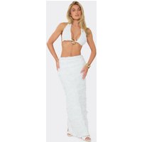 Low Rise Maxi Skirt In White Texture, Women's Size