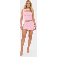 Mid Rise Mini Skirt In Pink Lace, Women's Size