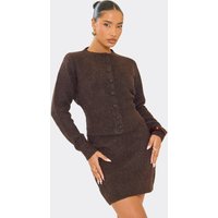 Elastic Waist Mini Skirt In Chocolate Brown Soft Knit, Women's Size SM