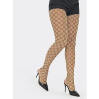 High Waist Printed Detail Tights In Brown, Women's Size