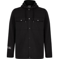 Hoodies Sweatshirts Phantom Hooded Brushback Fleece Overshirt Jacket in Jet Black