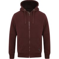 Hoodies Sweatshirts Omega Zip Through Hoodie With Borg Lining In Wine - Dissident