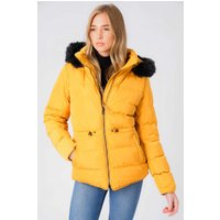Coats Jackets Jasmin Quilted Puffer Jacket With Faux Fur Trim Hood In Old Gold