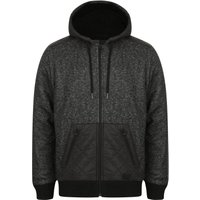Hoodies Sweatshirts Quilter Borg Lined Zip Through Hoodie with Quilted Panels in Black Fleck - Dissident