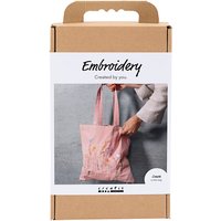 Craft Kit Embroidery, Tote bag, soft rose