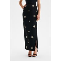Lavish Alice MARCELLA Star Hand Embellished Maxi Skirt In Black X