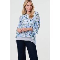 Izabel London Floral Layered Sleeve Tunic Top women's Tunic dress in Blue