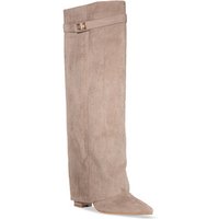 Truffle Collection Strap Detail Knee Boots with Zip Closure women's High Boots in Grey