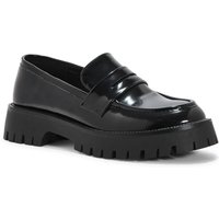 Truffle Collection Slip On Chunky Patent Loafers women's Loafers Casual Shoes in Black
