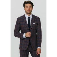 Burgundy with Blue Windowpane Check Suit Jacket