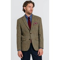 Harris Tweed Green Herringbone Windowpane Check Tweed Jacket