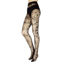 Women's Pair Trasparenze Lisbona Floral Patterned Sheer Tights Black Maxi