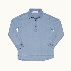 Orlebar Brown Washed Indigo Relaxed Overhead Denim Shirt - WASHED INDIGO / 6y